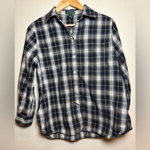 Lauren Ralph Lauren Black and White Plaid Button Down Shirt